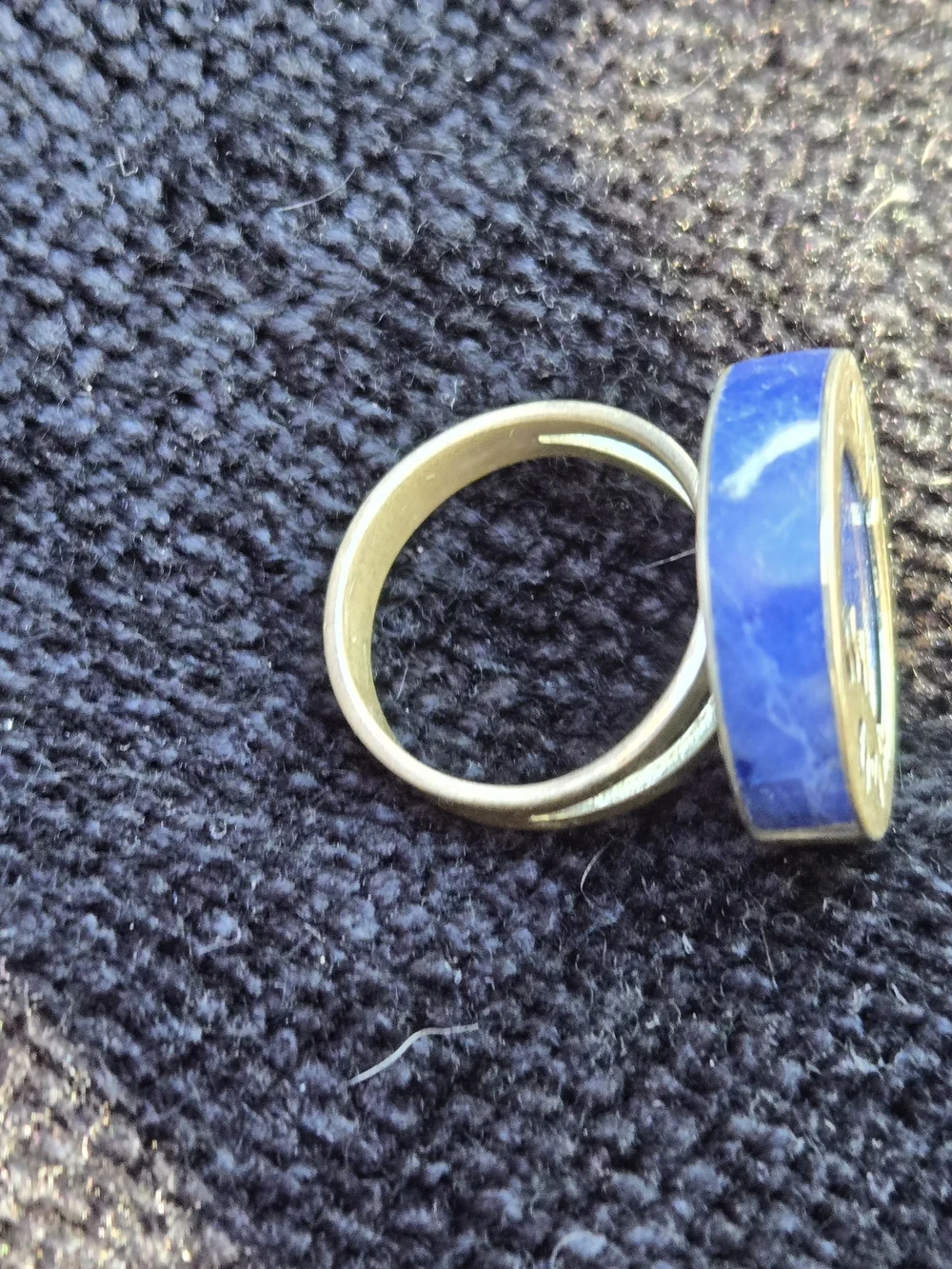 925 Silver Ring with Lapis Lazuli Celestial Motif